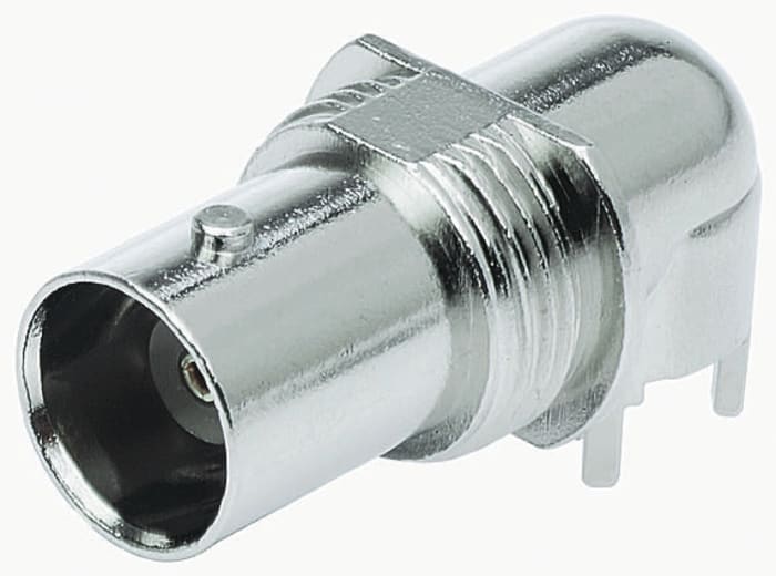 TE Connectivity, Jack PCB Mount BNC Connector, 50Ω, Through Hole Termination, Right Angle Body