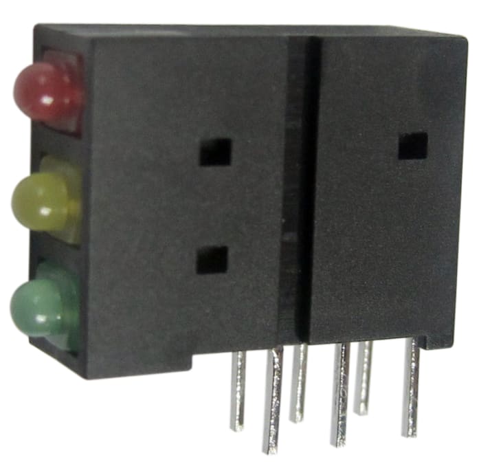 Kingbright L-4060XHA/1I1Y1GD, Green Right Angle PCB LED Indicator, 3 LEDs, Through Hole 2.5 V