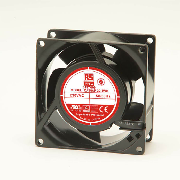 Axiální ventilátor AC, 80 x 80 x 38mm, průtok vzduchu: 51m³/h 12W 230 V AC