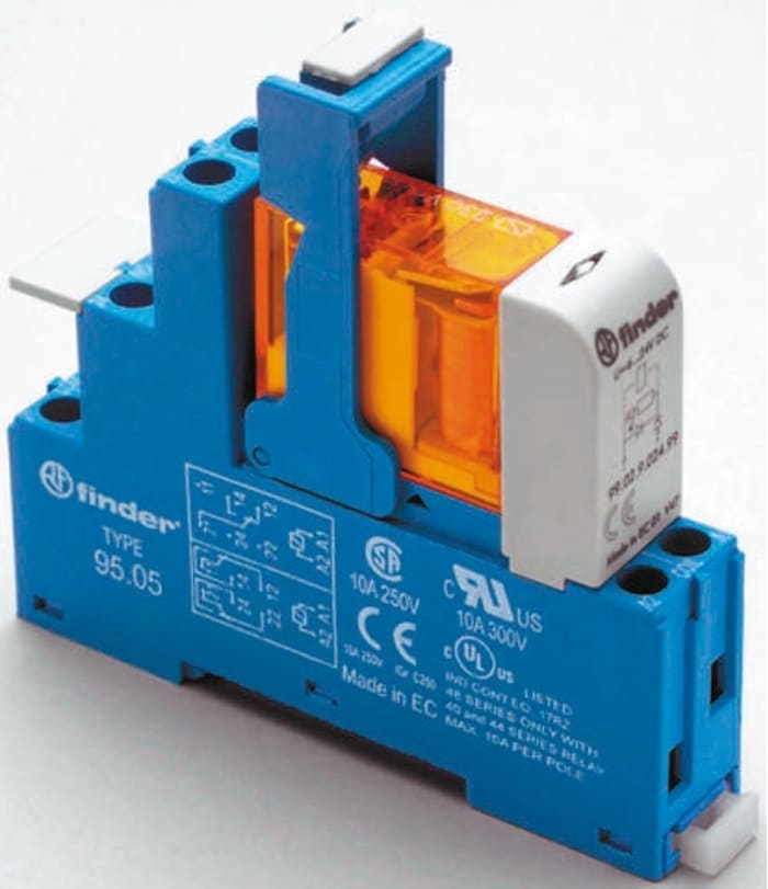 Relais d'interface Finder, 48 Series, 12V c.c., 1 RT, montage Rail DIN