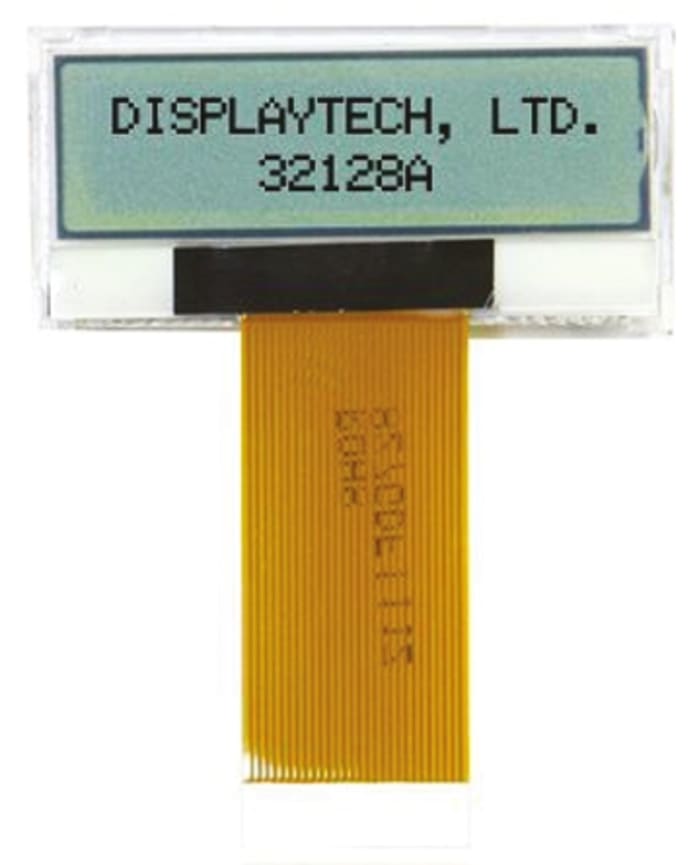 Display monocromo LCD gráfico Displaytech, transflectivo, 128 x 32pixels, área 55 x 19mm