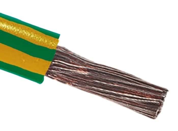 RS PRO Green/Yellow 25mm² Hook Up Wire, 4 AWG, 196/0.4 mm, 100m, PVC Insulation