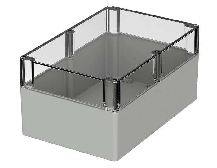Bopla Euromas Series Grey Polycarbonate Enclosure, IP66, Flanged, Transparent Lid, 240.3 x 160.3 x 120mm