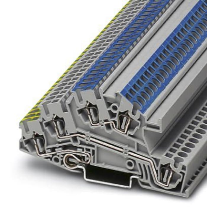 Phoenix Contact STI 2.5-PE/L/N Series Grey DIN Rail Terminal Block, 0.08 → 4mm², Triple-Level, Spring Clamp