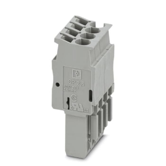 Phoenix Contact, 20.8mm Pitch, SP 2.5/4, 4 Way, Pluggable Terminal Block, Plug, Spring Clamp Termination, 3040287