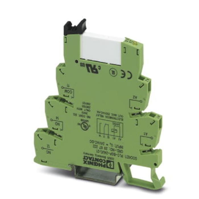 Phoenix Contact PLC-RSP- 24UC/21 Series Terminal Block, DIN Rail Mount, SPDT