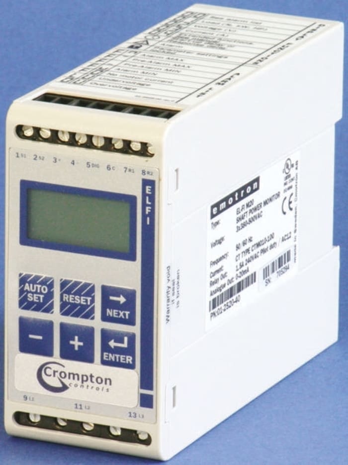 Crompton Controls 10.1 → 25 A Motor Load Monitor, 380 → 500 V