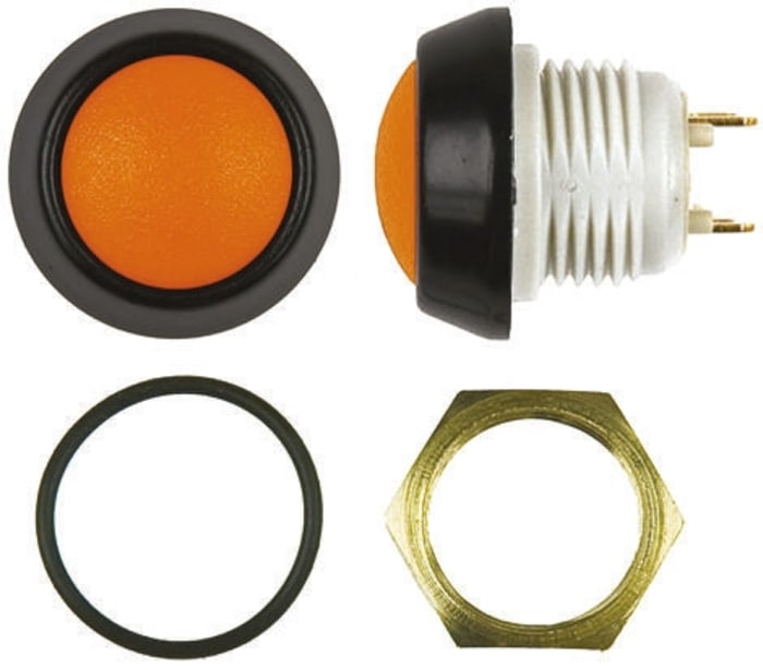 ITW Switches 48 Series Miniature Push Button Switch, Latching, Panel Mount, 13.6mm Cutout, SPST, Clear LED, 48V dc, IP67