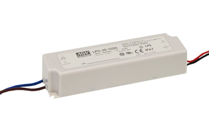 MEAN WELL LED Driver, 9 → 48V Output, 33.6W Output, 700mA Output, Constant Current