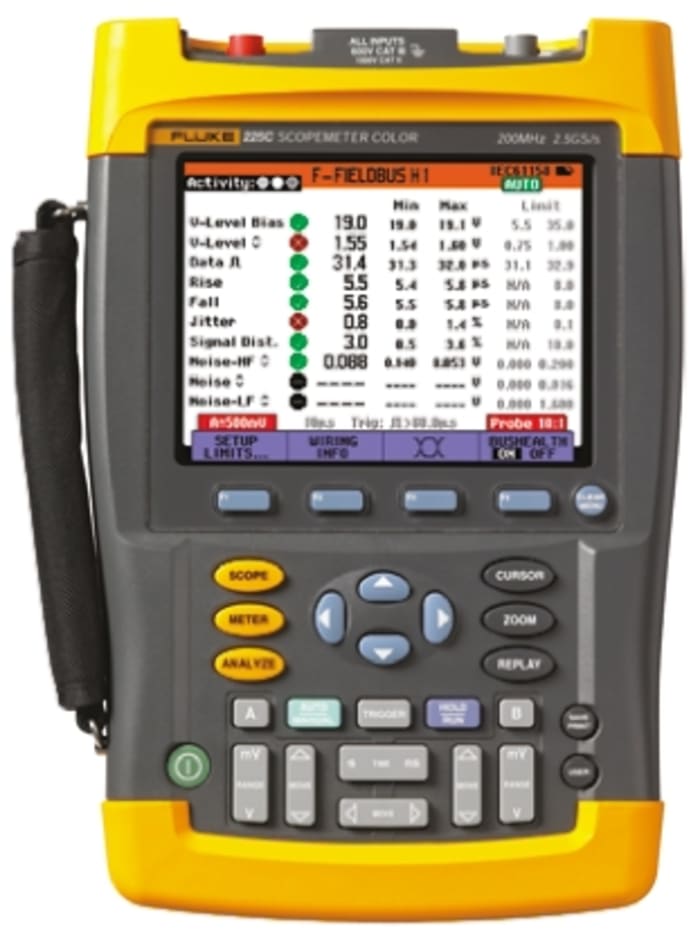 Fluke 225C 225C Series Handheld Digital Oscilloscope, 2 Analogue Channels, 200MHz