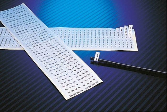 RS PRO Kablo İşaretleyici, Beyaz üstüne Siyah Renkli, 0 → 9, Yapışkanlı