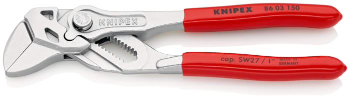 Knipex 86 03 Plier Wrench, 150 mm Overall, Flat, Straight Tip, 27mm Jaw