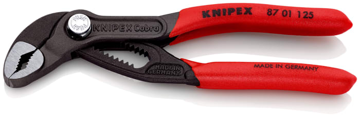 Knipex Cobra® Water Pump Pliers, 125 mm Overall, Flat, Straight Tip, 27mm Jaw