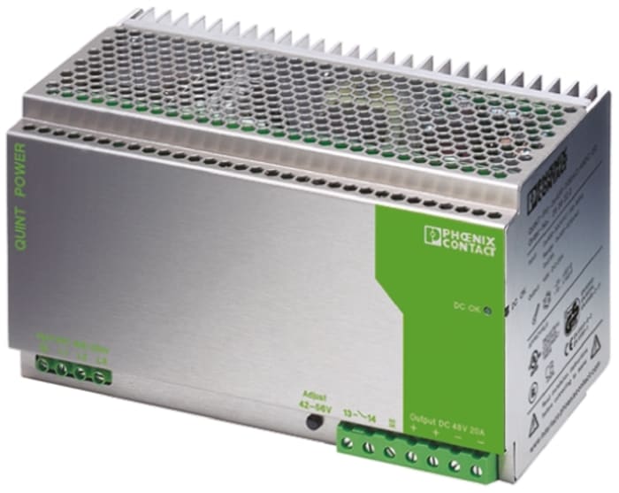 Phoenix Contact QUINT-PS-3X400-500AC/48DC/20 Switch Mode PSU, 400V ac ac Input, 48V dc dc Output, 20A Output, 960W