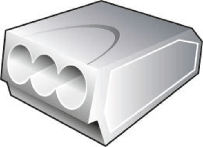HellermannTyton Non-Fused Terminal Block, 3-Way, 24A, 22 → 12 AWG Wire, Push In Termination