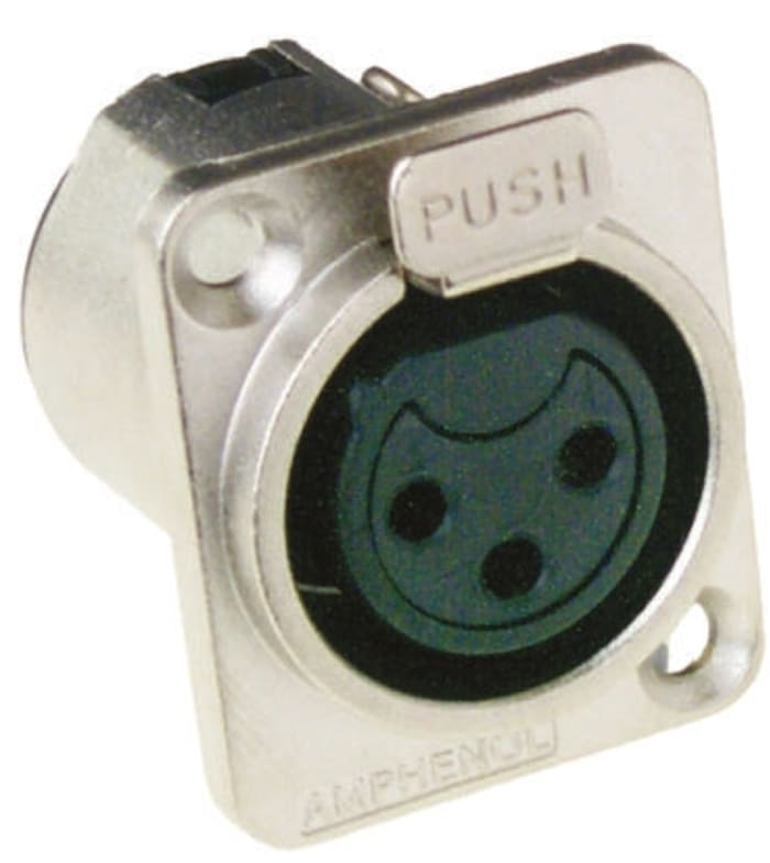 Amphenol PCD US Panel Mount XLR Connector, Female, 3 Way, Tin Plating