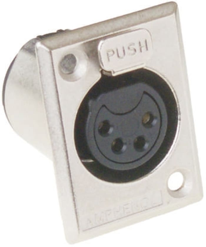 Amphenol Panel Mount XLR Connector, Female, 4 Way, Silver Plating