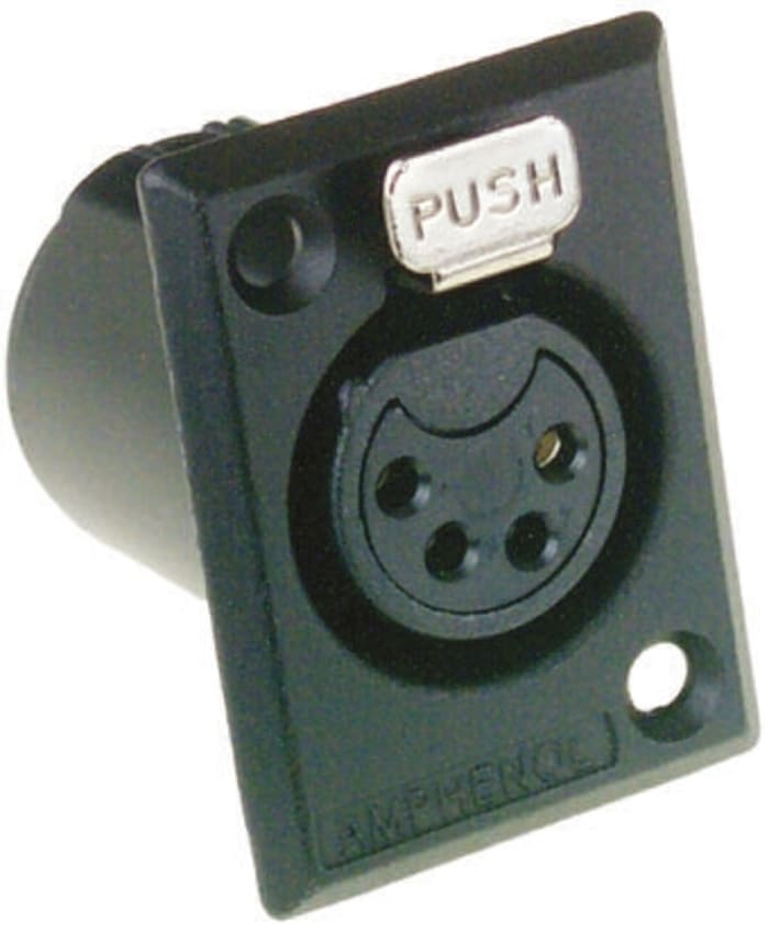 Amphenol Industrial Panel Mount XLR Connector, Female, 4 Way, Silver Plating