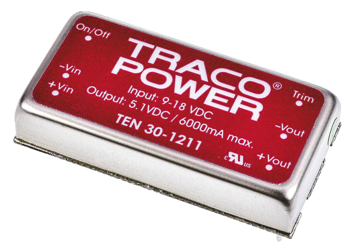 TRACOPOWER TEN 30 DC-DC Converter, 12V dc/ 25A Output, 36 → 75 V dc Input, 30W, Through Hole, +85°C Max Temp