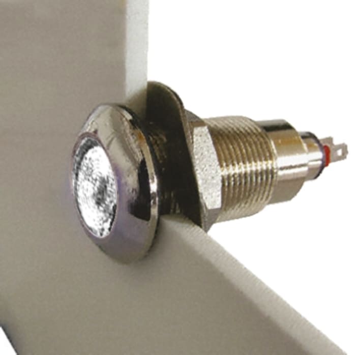 Marl White Indicator, 110V ac, 12.7mm Mounting Hole Size, Solder Tab Termination