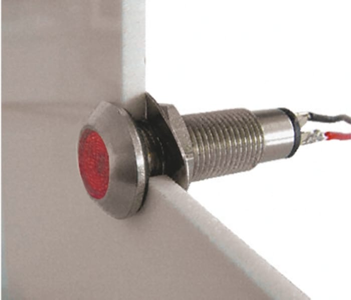 Marl Red Panel Mount Indicator, 110V ac, 8.1mm Mounting Hole Size, Solder Tab Termination