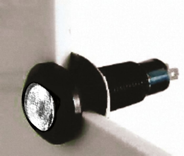Marl White Panel Mount Indicator, 12 → 28V, 8.1mm Mounting Hole Size, Solder Tab Termination, IP67