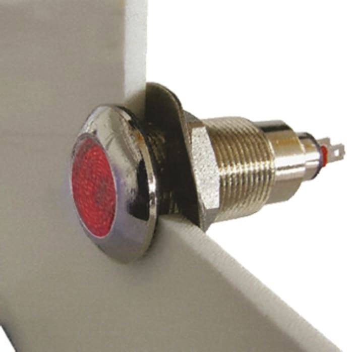 Marl Red Panel Mount Indicator, 12 → 28V, 12.7mm Mounting Hole Size, Solder Tab Termination, IP67