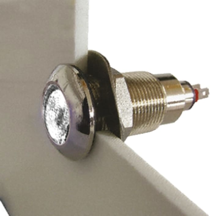 Marl White Panel Mount Indicator, 110V ac, 12.7mm Mounting Hole Size, Solder Tab Termination, IP67