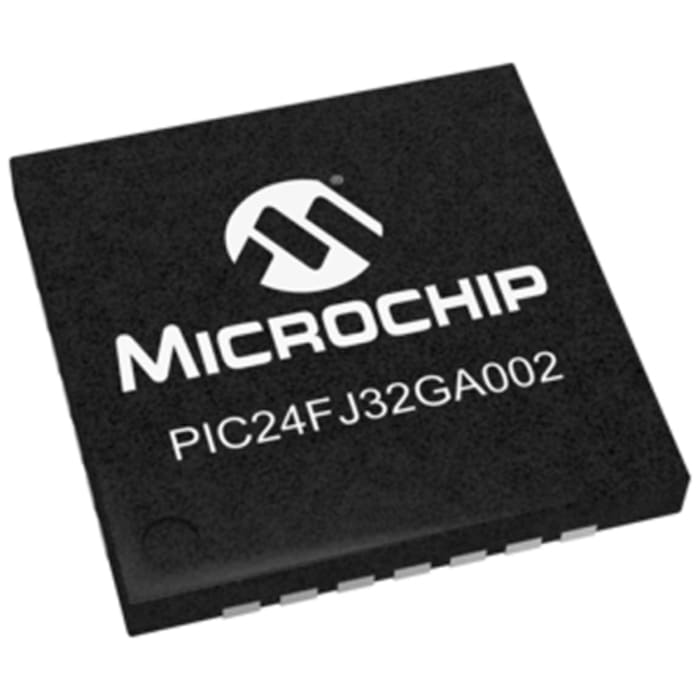 Microcontrolador Microchip PIC24FJ32GA002-I/ML, núcleo PIC de 16bit, RAM 8 kB, 32MHZ, QFN de 28 pines