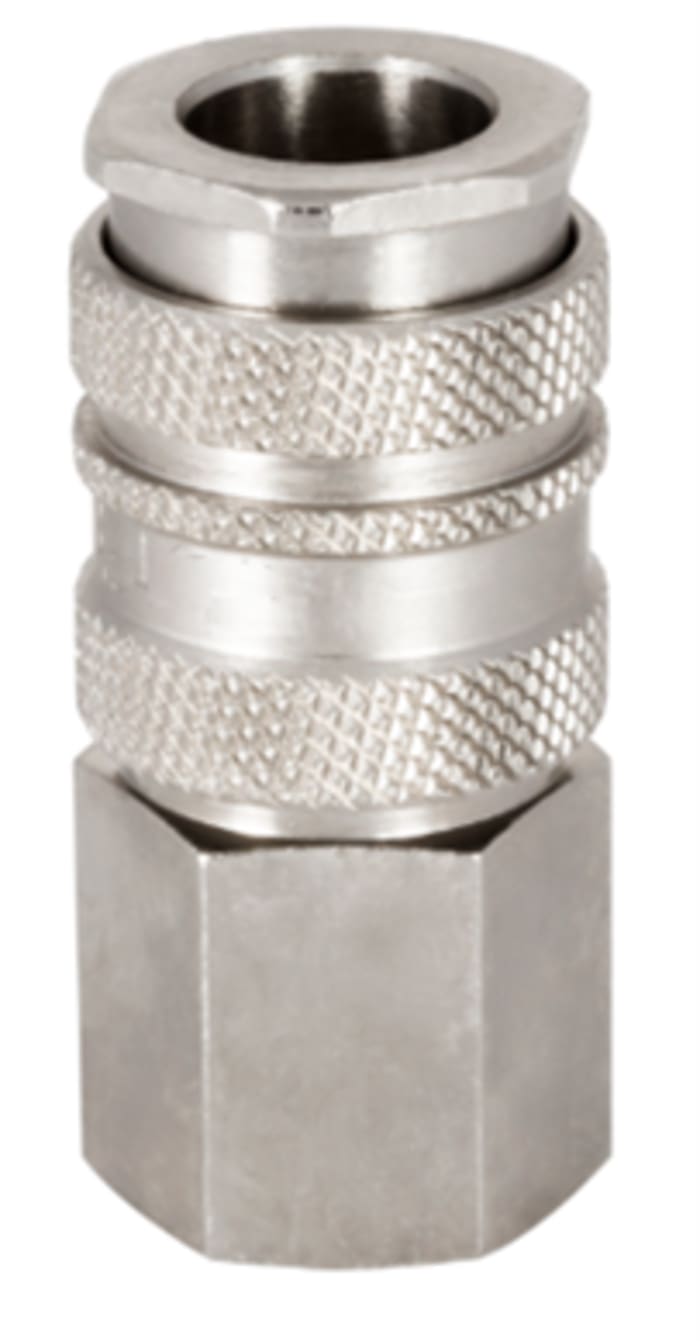 RS PRO Brass, Steel Female Pneumatic Quick Connect Coupling, G 3/8 Female Threaded