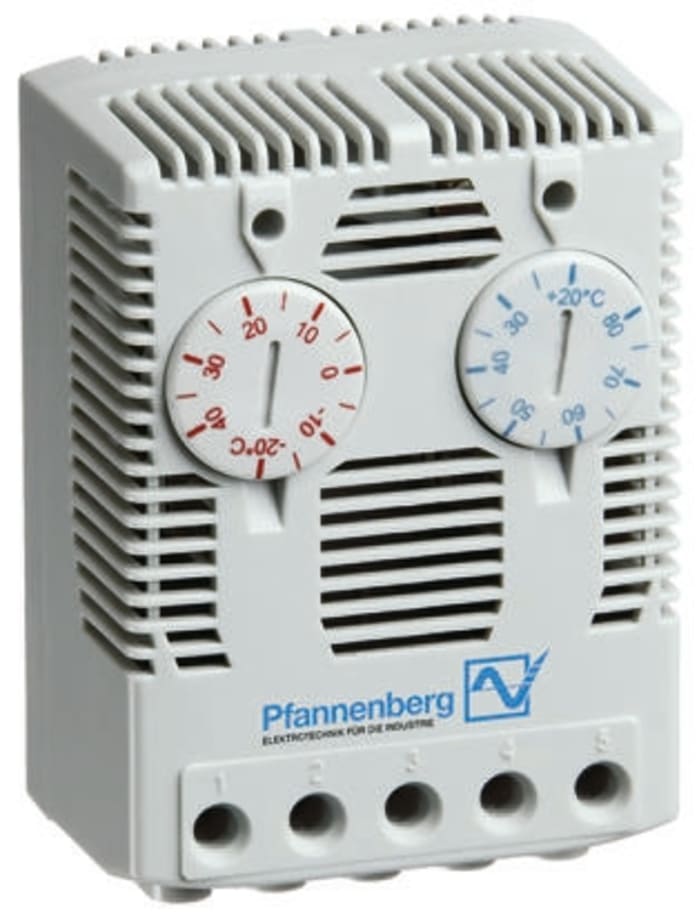 Pfannenberg FLZ NC, NO Enclosure Thermostat, 120 → 240 V ac, +32 → +140 °F