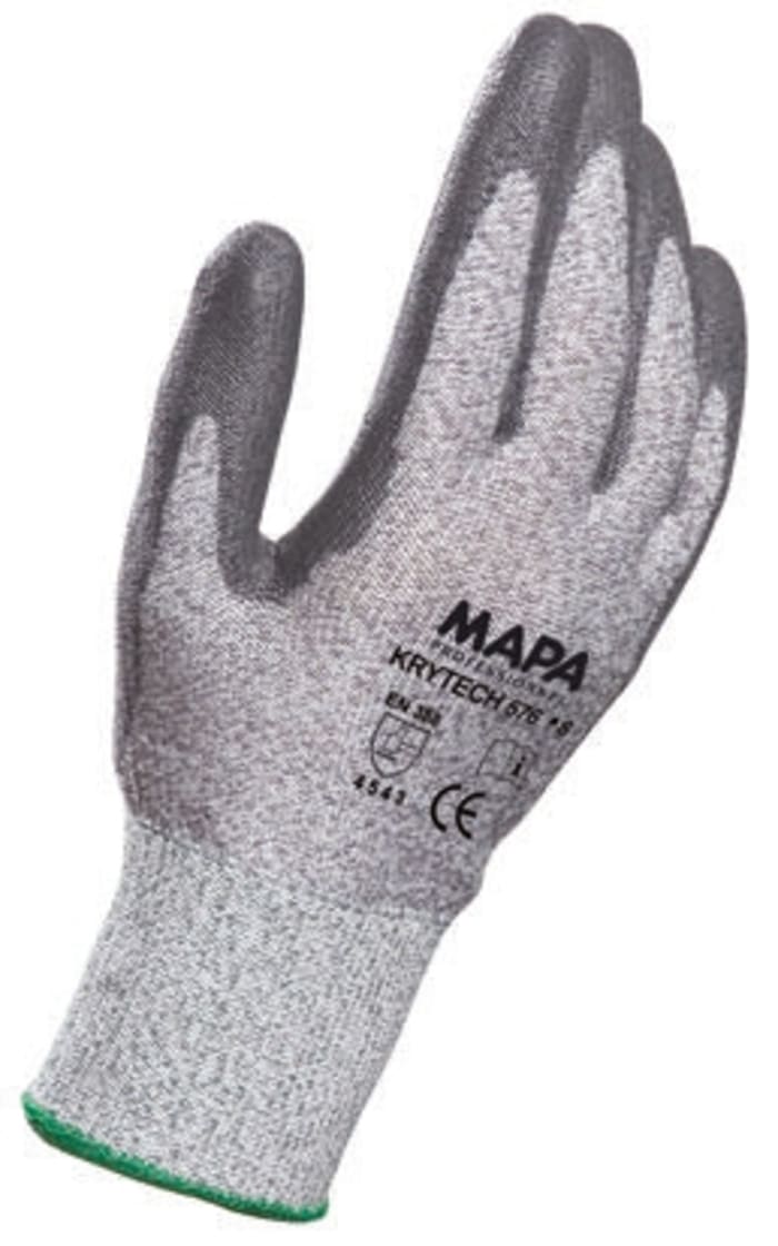 RS PRO Grey PUR Abrasion Resistant, Cut Resistant, Puncture Resistant, Tear Resistant Reusable Gloves, Size 7, Small