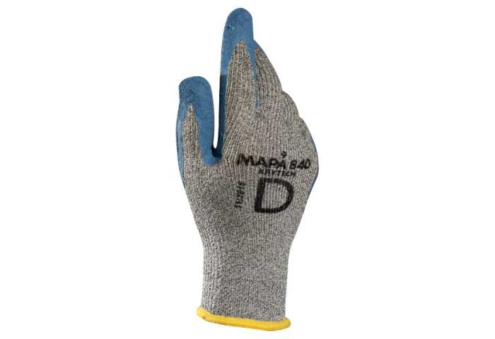 Mapa KRYTECH 840 Grey Latex Work Gloves, Size 10, Latex Coating
