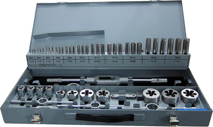 RS PRO 54-Piece HSS Tap & Die Set, M3 - M20 Taps, M3 - M20 Dies