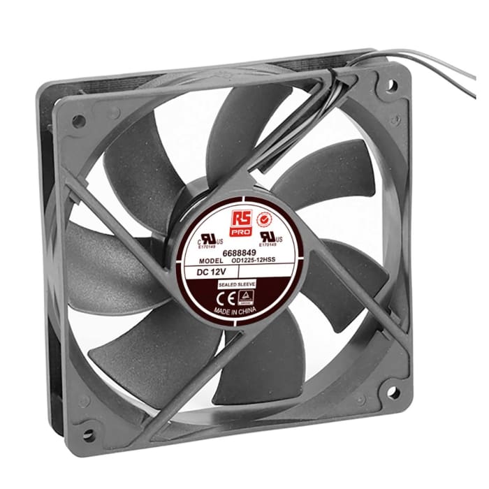 RS PRO Axial Fan, 12 V dc, DC Operation, 144.4m³/h, 5.3W, 440mA Max, 120 x 120 x 25mm