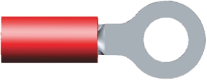 TE Connectivity, PIDG Insulated Ring Terminal, M5 Stud Size, 0.3mm² to 1.4mm² Wire Size, Red