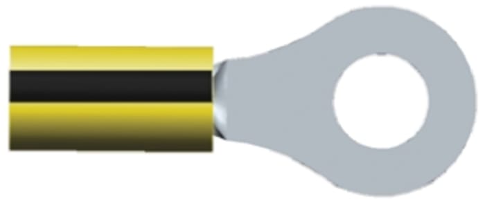 TE Connectivity, PIDG Insulated Ring Terminal, M6 Stud Size, 1mm² to 2.6mm² Wire Size, Black, Yellow