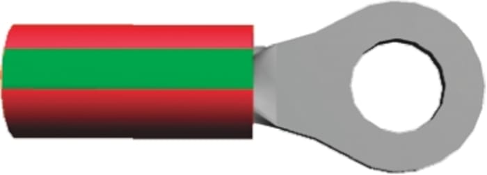 TE Connectivity, PIDG Insulated Ring Terminal, M2.5 Stud Size, 0.26mm² to 1.65mm² Wire Size, Green, Red