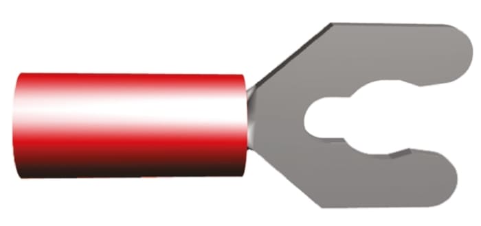 TE Connectivity, PIDG Insulated Crimp Spade Connector, 22 AWG to 16 AWG, M4 Stud Size Nylon, Red