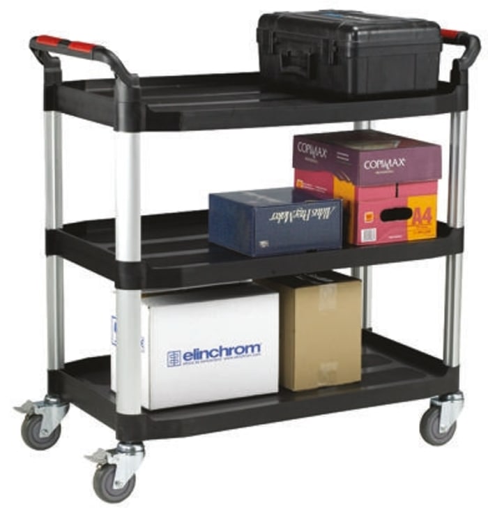 RS PRO 3 Shelf Thermoplastic Trolley Trolley, 866 x 500mm, 200kg Load