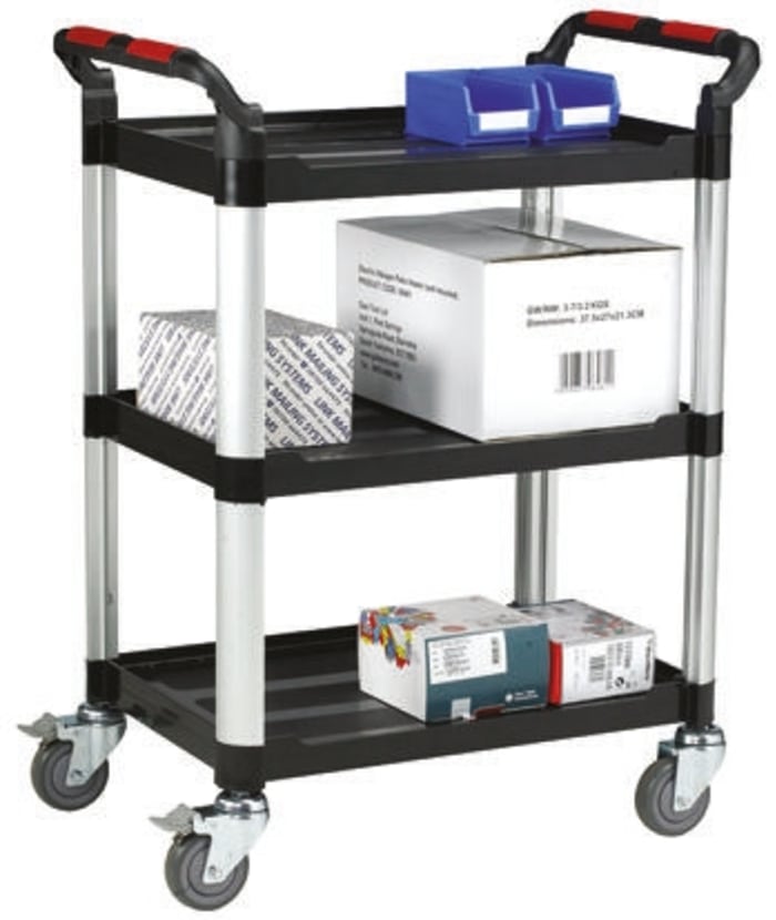 Chariot RS PRO 3 plateaux en Aluminium, 630 x 424mm, Capacité de charge 150kg