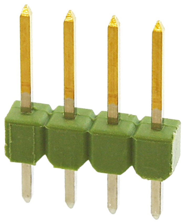 TE Connectivity AMPMODU MOD II Series Straight Through Hole Pin Header, 4 Contact(s), 2.54mm Pitch, 1 Row(s), Unshrouded