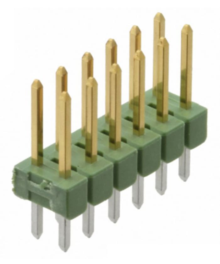 Regleta de pines TE Connectivity serie AMPMODU MOD II de 12 vías, 2 filas, paso 2.54mm, para soldar, Montaje en
