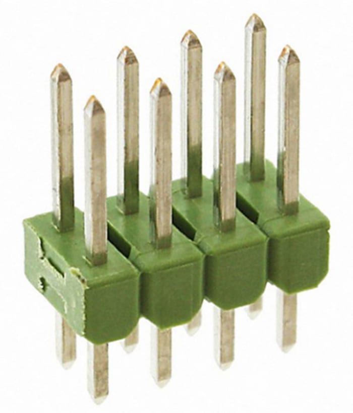 TE Connectivity AMPMODU MOD II Series Straight Through Hole Pin Header, 8 Contact(s), 2.54mm Pitch, 2 Row(s), Unshrouded