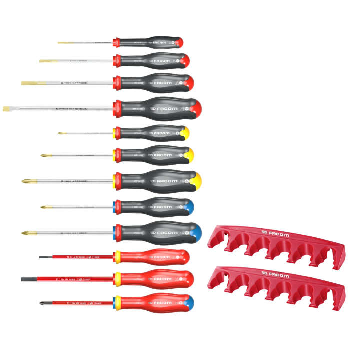 Facom Phillips; Pozidriv; Slotted Screwdriver Set, 12-Piece