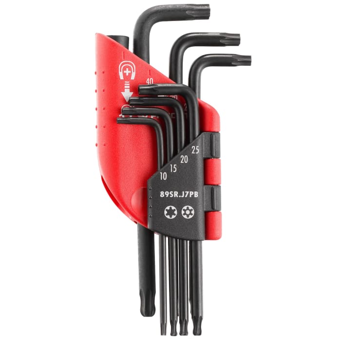 Facom 7-Piece Torx Key Set, T10 - T15 - T20 - T25 - T27 - T30 - T40 Size, L Shape, Short Arm