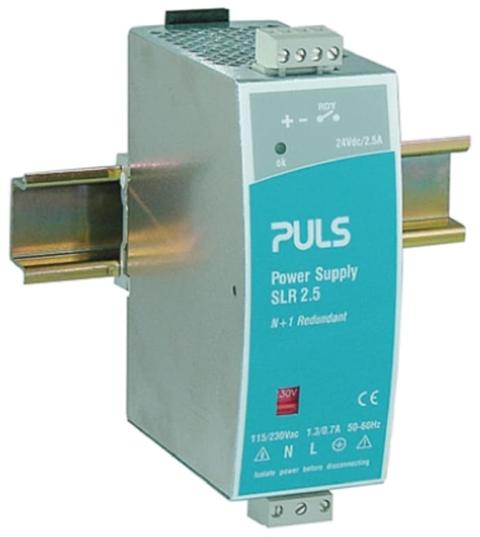 PULS Switch Mode DIN Rail Power Supply, 100 → 120V ac ac Input, 24V dc dc Output, 2.5A Output, 60W