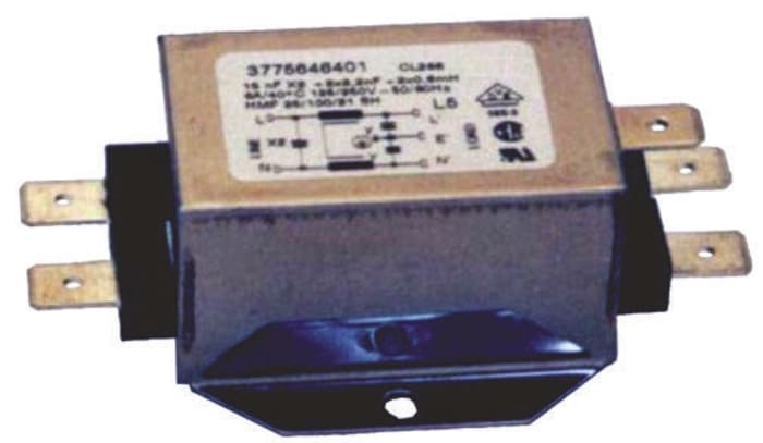 Silnoproudý filtr, 250 V ac, 60Hz, Montáž na rám, Jazýček, 6A, Roxburgh EMC