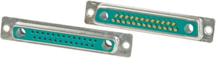 Amphenol FCI, DW Panel Mount, 2 (Power), 25 (Signal) Pin Hybrid Solder D-Sub Connector Socket, Shell Size C Mixed