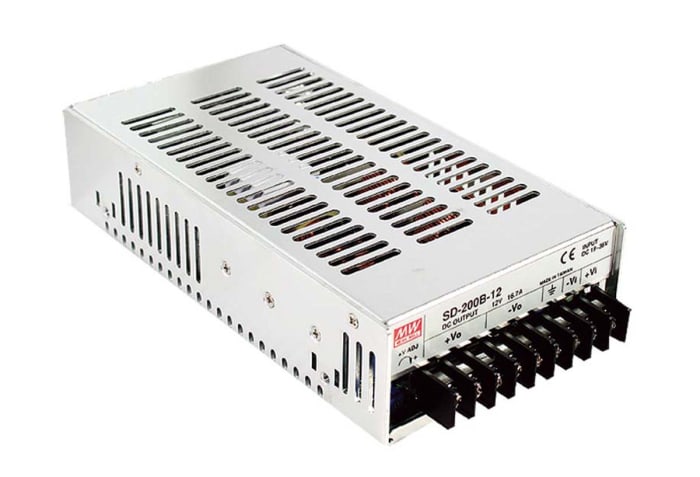 MEAN WELL DC-DC Converter, 12V dc/ 16.7A Output, 19 → 36 V dc Input, 200W, Chassis Mount, +60°C Max Temp -20°C